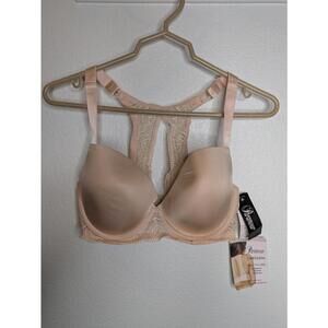 Paramour Carolina Full Figure Racerback T-Shirt Bra 34DD Nude Lace Back NWT